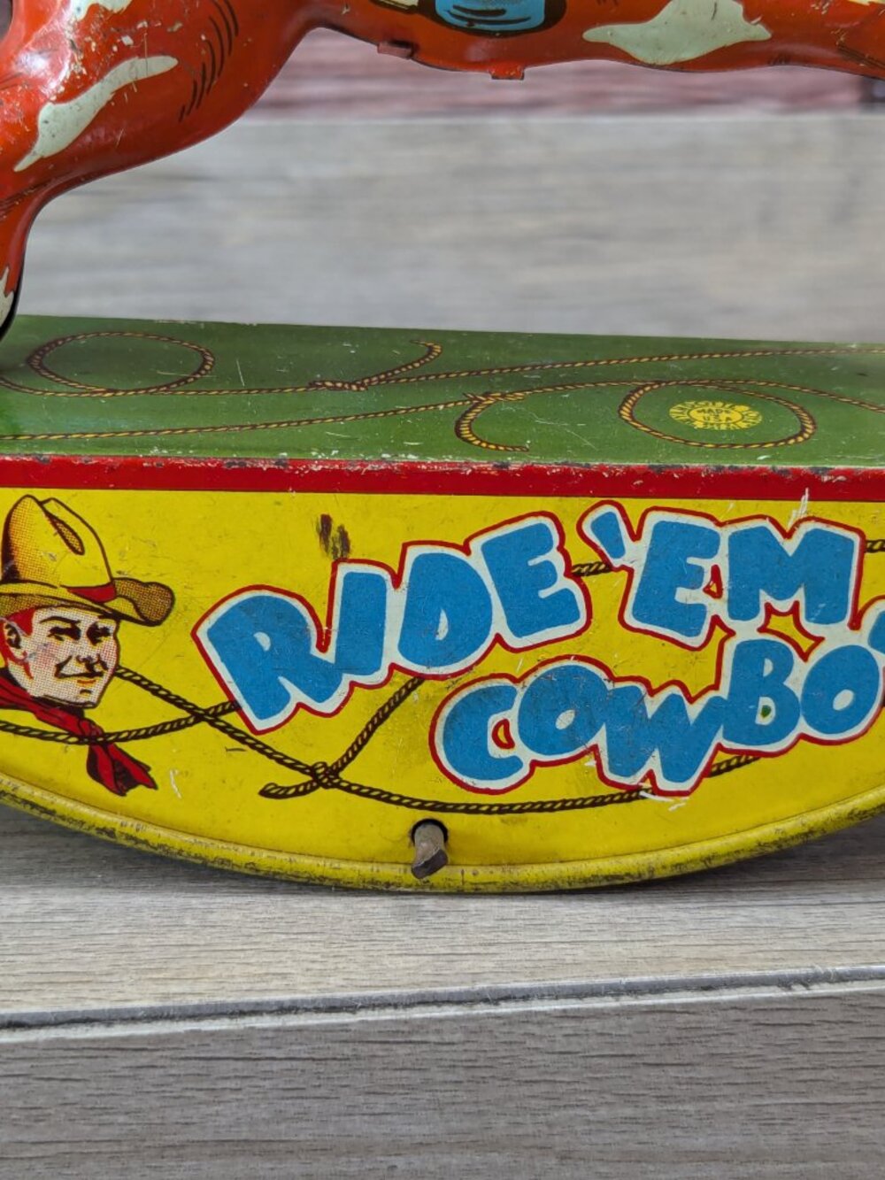 Red Ranger Ride Em Cowboy Wind Up Toy Rocking Horse Missing Rider Wyandotte - Picture 2 of 11